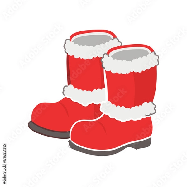 Obraz Illustration of two santa claus boots on transparent background