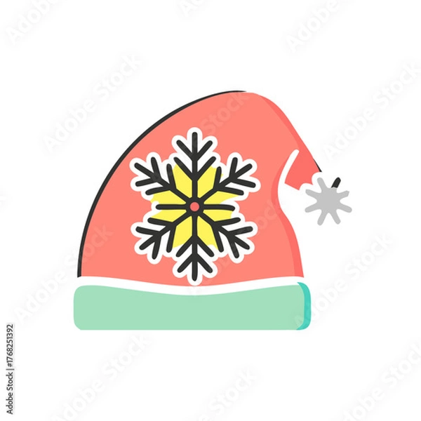 Fototapeta Santa hat with snowflake christmas theme on transparent background