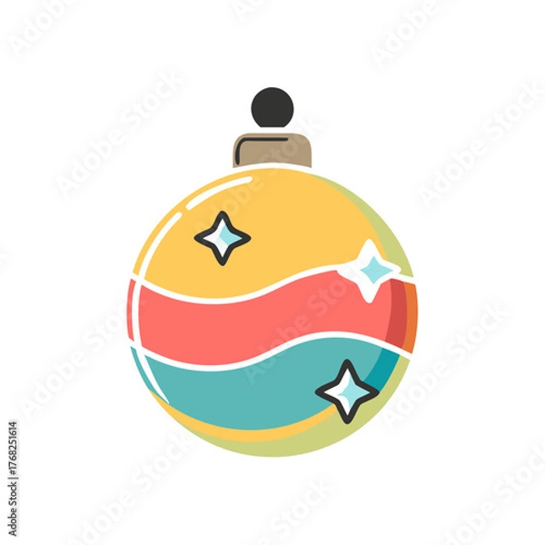 Obraz Colorful christmas ornament with stars on on transparent background