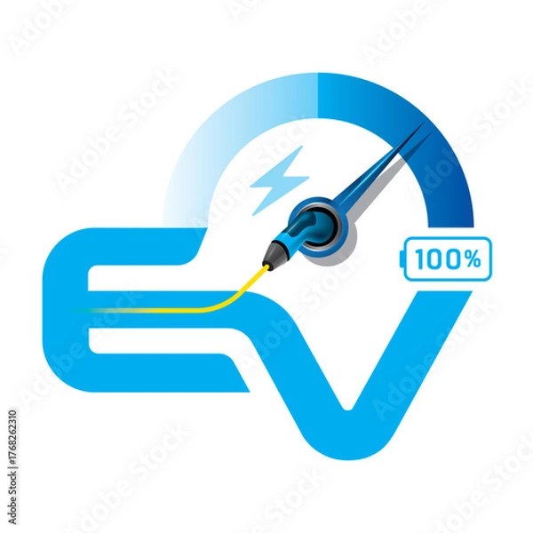 Fototapeta Concept logo EV design for creative inspire, template vector