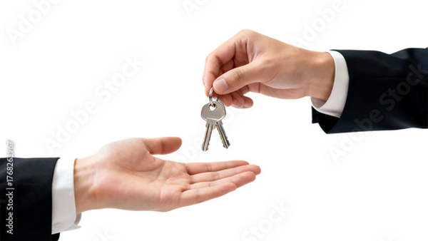 Fototapeta Handing Over Keys: Real Estate Transaction and Ownership Transfer.