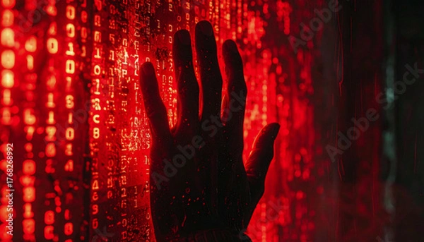 Obraz 現実を侵食するサイバー感染とシルエット