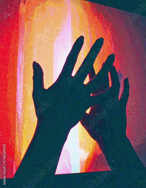 Obraz 現実を侵食するサイバー感染とシルエット