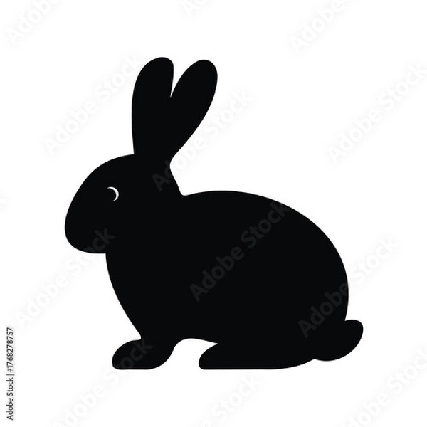 Fototapeta Elegant black silhouette of a rabbit against a plain white background