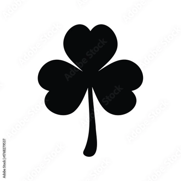 Fototapeta Black Silhouette of a Shamrock against a White Background for St. Patrick's Day