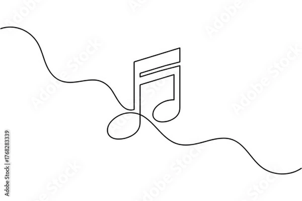 Fototapeta Abstract music notes line art illustration minimalist black and white vector
