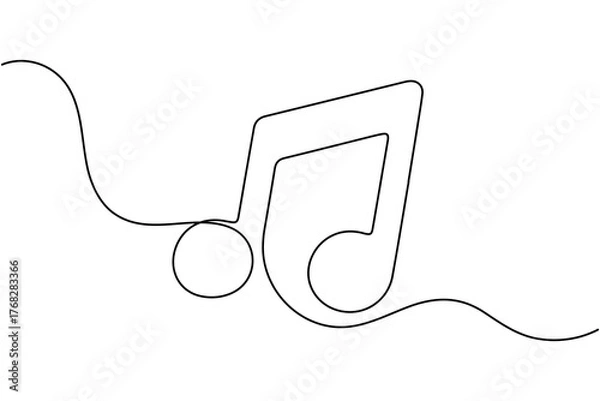 Fototapeta Simple black music notes one line art modern minimalist design illustration
