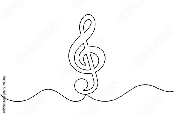 Fototapeta Abstract music notes line art illustration minimalist black and white vector
