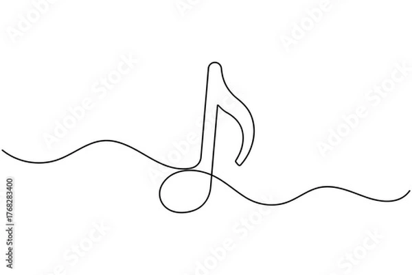 Obraz Music notes one line drawing minimalist vector illustration on white background
