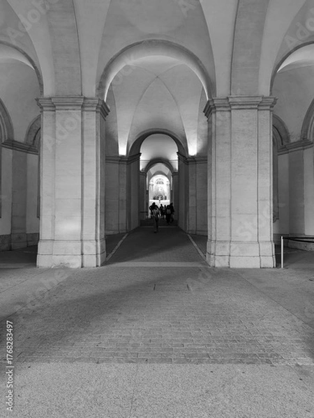 Fototapeta Rome, Italy - July 15, 2025, architectural detail of Palazzo Barberini during the Caravaggio exhibition in Rome, called "Caravaggio 2025", which ended on July 20, 2025.