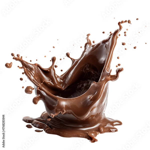 Obraz Chocolate background. Chocolate splash isolated on transparent background