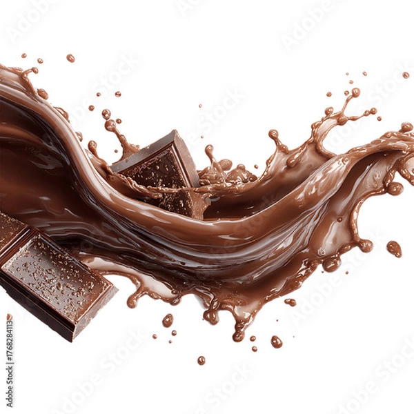 Obraz Chocolate background. Chocolate splash isolated on transparent background
