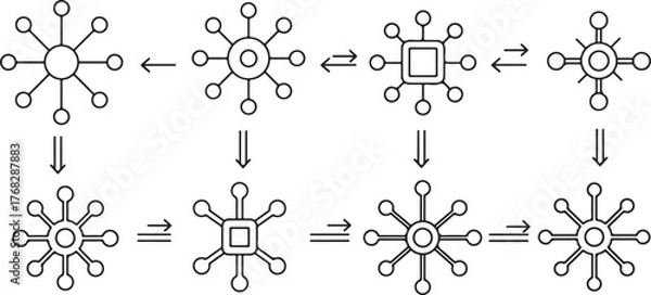 Obraz Geometric Node Connection Evolution Abstract Line Art Diagram