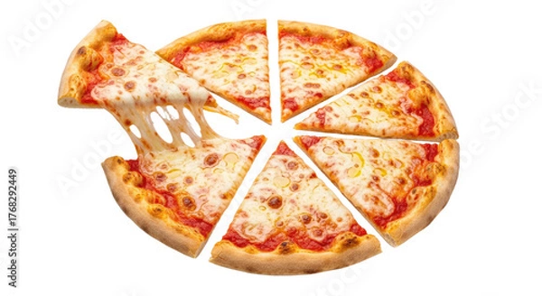 Fototapeta Delicious Cheese Pizza Slices Ready to Serve.