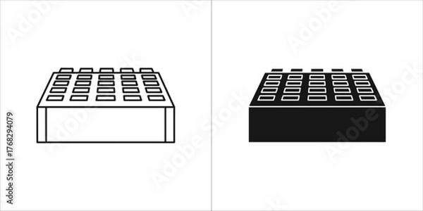 Obraz Two icons of a breadboard, one in outline and one in solid black