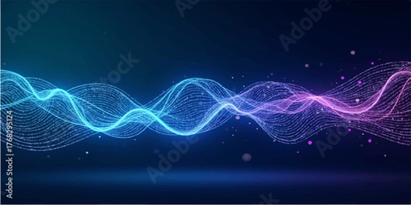 Obraz Abstract blue wave background featuring glowing fractal lines and dynamic light motion