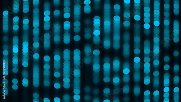 Fototapeta Beautiful blurred applied from softy dark blue bokeh of LED lighting screen on stage. Background for digital data transformation or Sci-Fi mystery concept. 16:9 format.