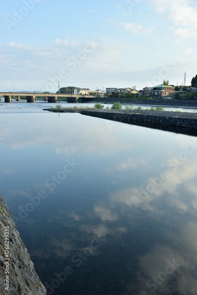 Obraz 夏の宇治川と宇治橋(京都府宇治市)