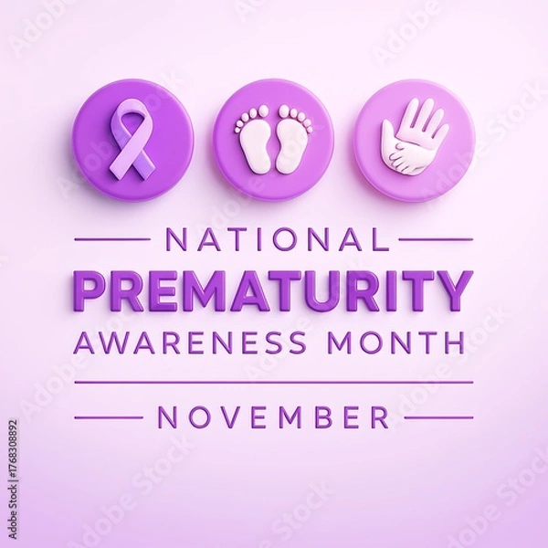 Fototapeta Prematurity awareness month is observed every year in november. November is national prematurity awareness month. 3d Style template for banner, greeting card, poster with background.