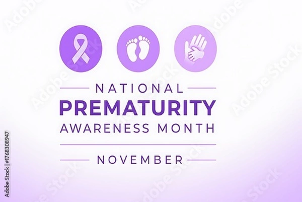 Fototapeta Prematurity awareness month is observed every year in november. November is national prematurity awareness month. Vector Style template for banner, greeting card, poster with background.