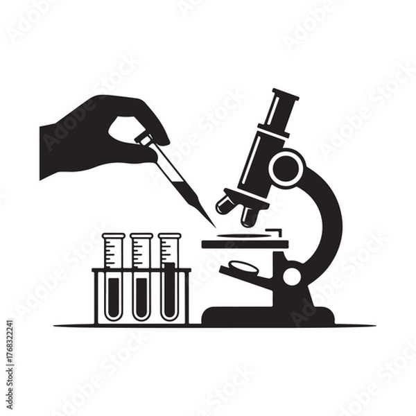 Fototapeta Simple Microscope Silhouette Vector Graphic