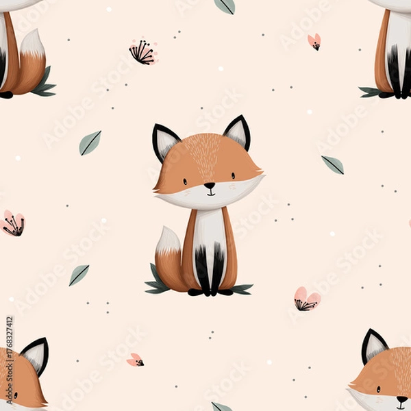 Fototapeta seamless pattern with fox
