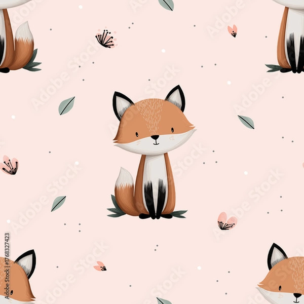 Fototapeta seamless pattern with fox