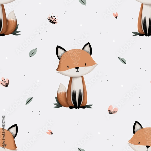 Fototapeta seamless pattern with fox