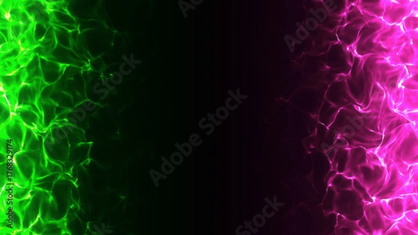 Obraz 画面の左右が燃える緑とピンクの対立する炎のエフェクト背景