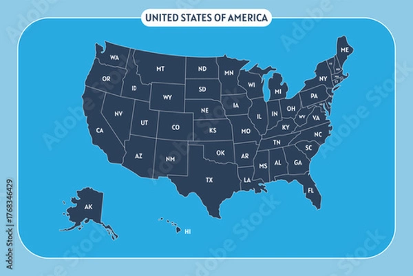 Fototapeta United States Map Vector Graphic for Presentations and Designs