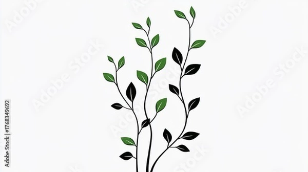 Fototapeta extension. New botanical buds extending from a main branch in minimalist illustration. gardening catalogs, home-decor guides, designed for gardening and botanical catalogs.