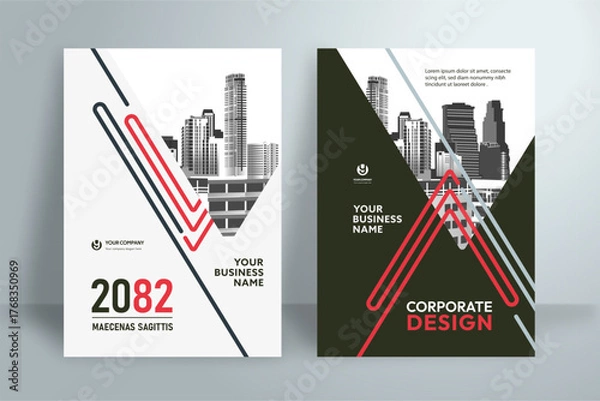 Obraz Business Report Cover Template – Red Geometric Layout (A4)