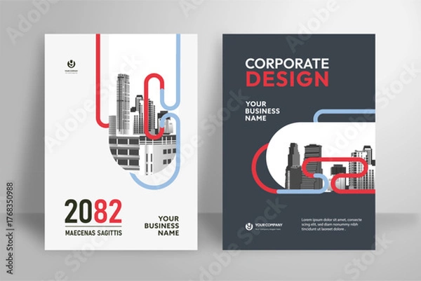 Obraz Business Report Cover Template – Orange Geometric Layout (A4)