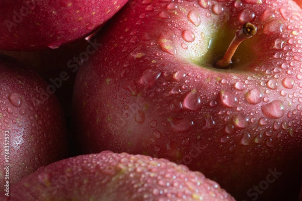 Obraz みずみずしいリンゴのクローズアップ