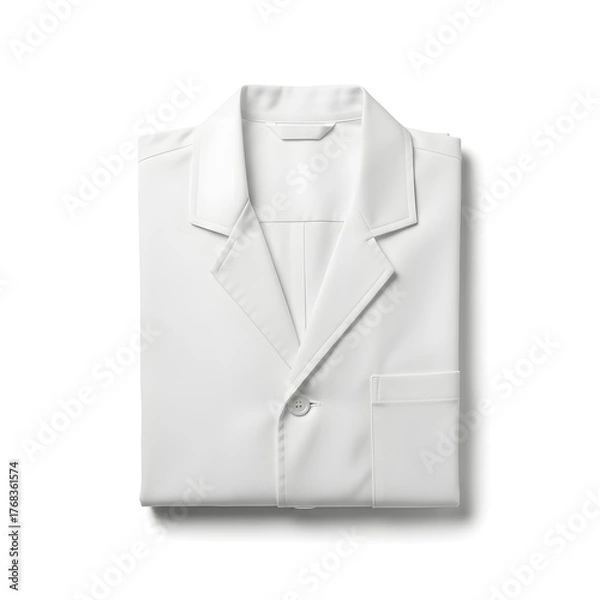 Obraz Folded white lab coat isolated on a white background.