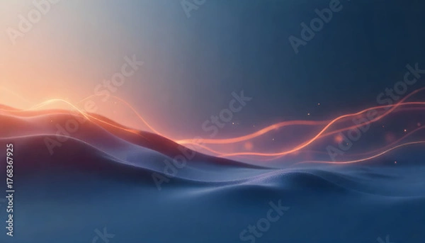 Fototapeta Abstract flowing light waves energy