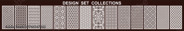 Fototapeta Set Laser Cut Decorative Panel Design Collection, Geometric Pattern Set for CNC Cutting, Islamic Ornament Wall Panel Template, Modern Partition Screen Vector, Decorative Background Design