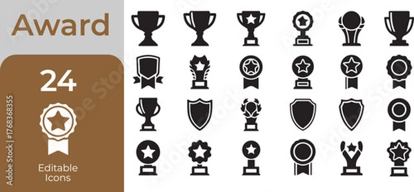 Obraz Collection of silhouettes of trophies medals and awards representing victory and achievement
