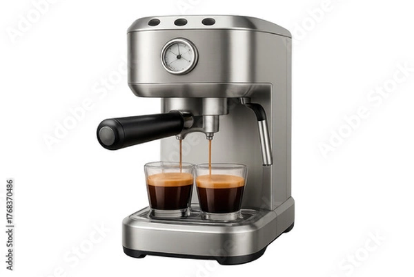 Obraz Espresso machine making coffee into two glass cups