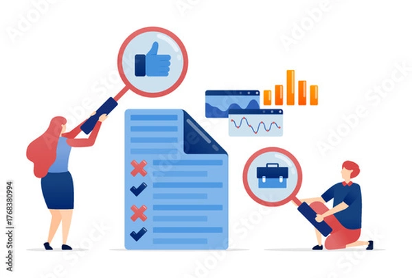 Fototapeta Questionnaires and Surveys for Job Vacancies with Recruitment Test and Employment Assessment