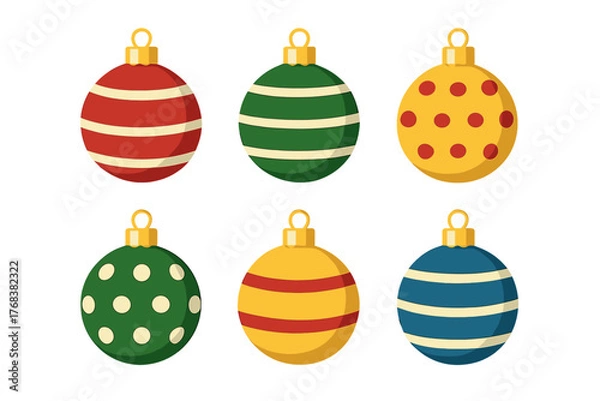 Obraz Colorful holiday baubles with various patterns for Christmas decoration