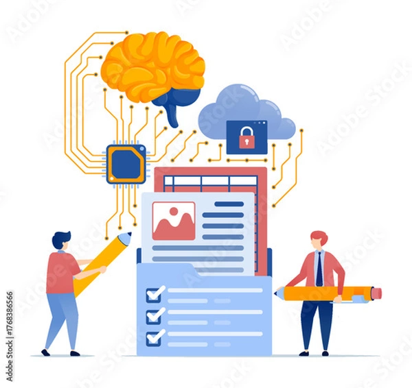 Fototapeta AI survey and assessment folder integrated in secure cloud network