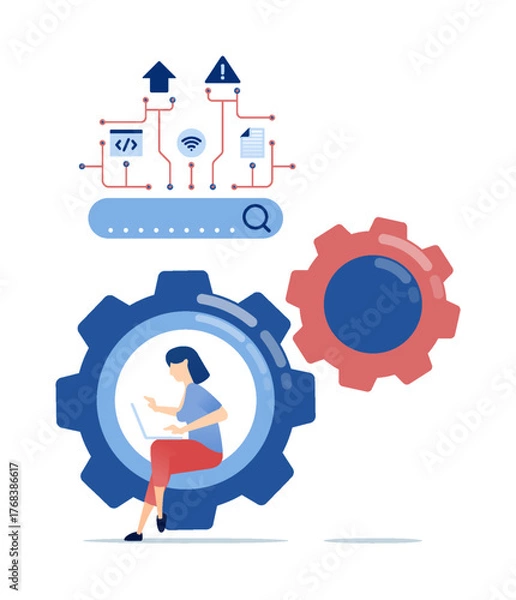 Fototapeta Search gear with internet connection and locked security integration system