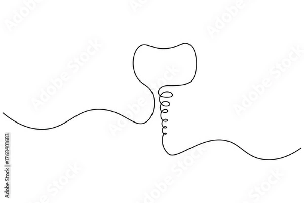 Obraz Dental tooth icon simple one line art design isolated on white background
