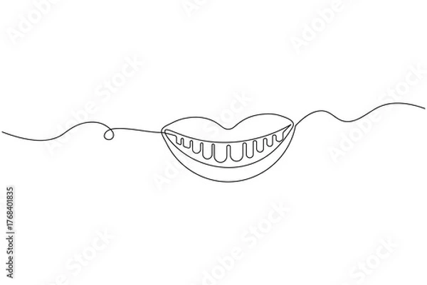 Fototapeta Dental tooth icon simple one line art design isolated on white background
