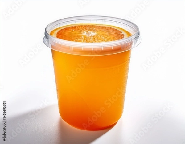 Fototapeta plastic container of sunny d orange flavored citrus punch isolated on a white background