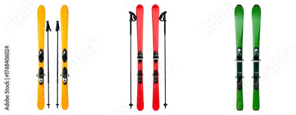 Obraz Colorful ski equipment collection for winter sports enthusiasts on transparent background