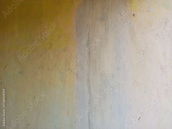 Fototapeta Vertical Color Divide on Aged Yellow Paint Wall