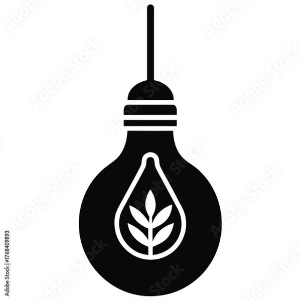Fototapeta Eco friendly light bulb with plant inside for sustainability