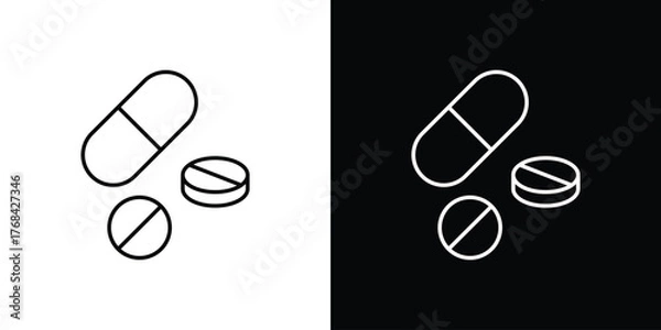 Obraz Medicine pills icon editable vector stroke for web designs
